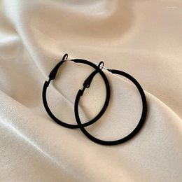 Hoop Earrings Women Black Geometric Circular Circles Jewelry For Ladies Vintage Round Baking Varnish Ear Decorations