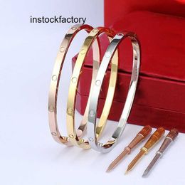 Original 1to1 Cartres Bracelet Screwdriver type Narrow 18K Rose Gold Eternal Ring Mens and Womens Colourless Hand Jewellery Six Generation RUU9 UIS8