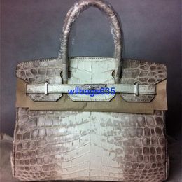 Tote Bags Himalaya Crocodile Handbag Genuine Crocodile Himalayan Fish Skin Platinum Bag Crocodile Skin Womens Bag Womens Bag Shoulder Bag Ne have logo HB9FQD