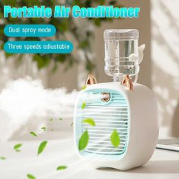 Electric Fans Portable air conditioner USB mini air cooler fan water-cooling fan with 3-speed 2-mode spray humidifier purifier suitable for household carsY240320