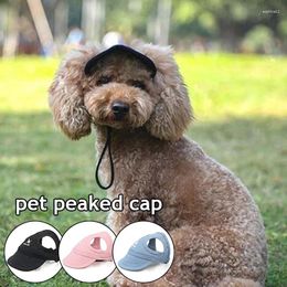 Dog Apparel Summer Pet Cap With Ear Solid Colour Baseball Caps For Medium Small Dogs Wear-resistant Sun-proof Cat Hat Accessories