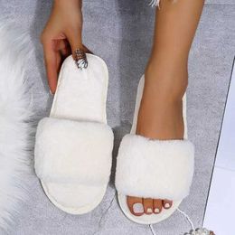 Slippers Winter Womens Home Fur Anti slip Casual Indoor Flat Shoes Flip Warm Solid Colors H2403256