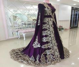 Moroccan Caftan Evening Dresses Purple Elegant Dubai Abaya Arabic Evening Gowns For Special Occasion Prom Dress With Appliques Lac2914325