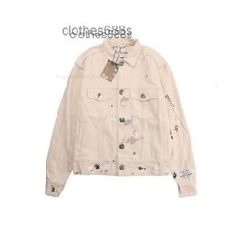 Men Jacket Designer Gallerydeptes Jackets Jean Coat GD langfan Co Ltd hand splashed Beige apricot denim Coats K0ED H1S152K2