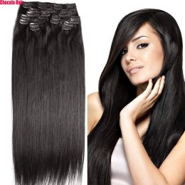 Extensions Chocola Full Head 16"28" Brazilian Machine Made Remy Hair 12pcs Set 240g Clip In Human Hair Extensions Natural Straight