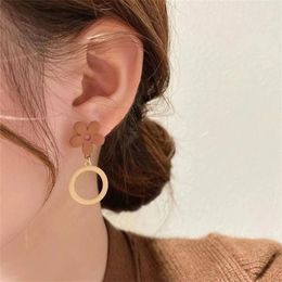 Dangle Earrings Irregular Flower Personality Ear Clip For Women Asymmetric Fashion Korean Jewelry Accessories Gift