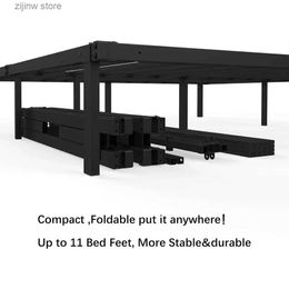 Other Bedding Supplies Foldable King Size Bed Frame Metal Platform Bed Black Quick Assembly Durable Steel Plate 11 Feet Box Spring 14 inches Y240320