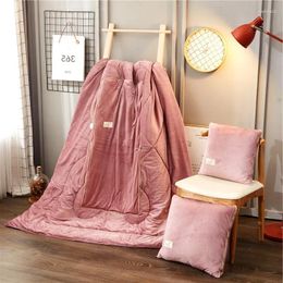 Blankets 2 In 1 Cotton Warm Solid Colour Pillow BlanketsFoldable Throw Blanket For Couch Printed Bedspread On The Bed