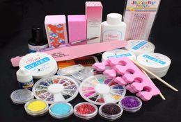 Whole New fashion Full Acrylic Glitter Powder Glue File French Nail Art UV Gel Tips Kit Set4789789