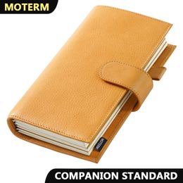 Moterm Full Grain Vegetable Tanned Leather Companion Travel Journal Standard Size Notebook Genuine Cowhide Organizer Diary 240307