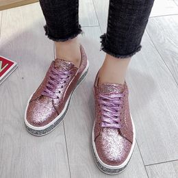 Casual Shoes Colorful Women's Sneakers Sports 2024 Summer Fashion Mesh Rubber Temperament Sequins Woman