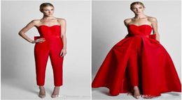 Krikor Jabotian Red Jumpsuits Formal Evening Dresses With Detachable Skirt Sweetheart Prom Dresses Party Gowns Wear Pants for Wome5800078