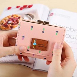 Wallets Women's Short Purse Korean Version Little Girl Pattern Money Clip Suitable For Women And Students Multi-functional Small