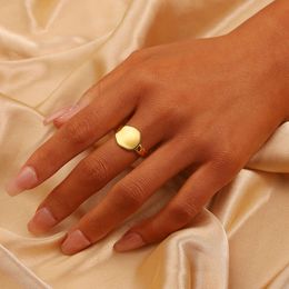 New Versatile Stainless Steel Gold Opening Adjustable Irregular Circular Coin Ring