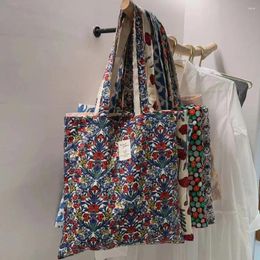 Shopping Bags Eco Canvas Floral Women Shoulder Bag Cloth Reusable Foldable Grocery Shopper Tote Girl 's Fabric Bookbag Handbag