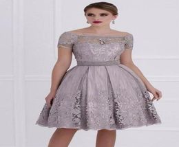 2019 Sexy Design Short Sleeves A Line Short Mother of the Bride Dresses Mini Bridesmaid evening dress party dress Prom gown With L9949618