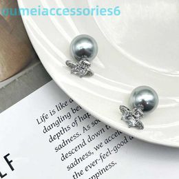 Branddesigner Western Empress Dowagerearring Stud Advanced Female Saturn Silver Needle Small and Elegant Style Earrings