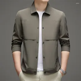 Men's Jackets High Quality Coat Spring And Autumn Business Casual Solid Colour On The Clothes Youth Lapel Tooling Thin Jacket Tide