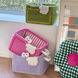 Big Eyes Storage Basket Kawaii Handles Organiser Box Girls Room Desktop Baskets for Clothing Toys Sundries Boxes 240223
