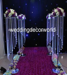 120cm Wedding Crystal Centrepiece Walkway Aisle Decoration Acrylic Flower Stand Tall Table Chandelier decor4639838889