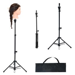 Stands 140cm Stainless Steel Wig Tripod Stand Adjustable Wig Head Holder Salon Hairdressing Training Head Tripod Stand Silver