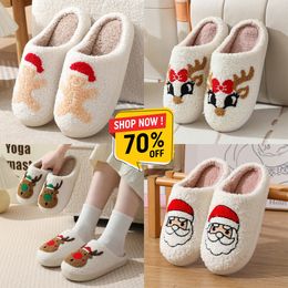 2024 Winter Men's and Women's Slippers Soft and Warm Indoor Cotton Slippers Benjamin Designer High Quality Fashion Cartoon Elk Flat Bottom Cotton Slippers GAI