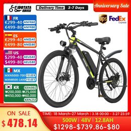 Bikes Ride-Ons Delivery Ectric Bicyc 48V 12.8AH Lithium Battery 500W Adult Mountain Ectric Bike 21Speed Cycling Bicyc 26INCH Ebike L240319