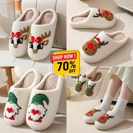 2024 Winter Men's and Women's Slippers Soft and Warm Indoor Cotton Slippers Jacobs Designer High Quality Fashion Cartoon Elk Flat Bottom Cotton Slippers GAI