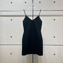 Fashion designer dress V-neck small black skirt short sexy slim fit waist tightening bandage dress