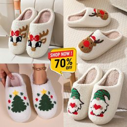 2024 Winter Men's and Women's Slippers Soft and Warm Indoor Cotton Slippers Jacobj Designer High Quality Fashion Cartoon Elk Flat Bottom Cotton Slippers GAI