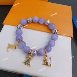 V letter Mens Womens V-style bracelets formulti-element agateThai silver stylestar styleretrooldoriginal Purple handmade trendyfashionableCoupleThe New