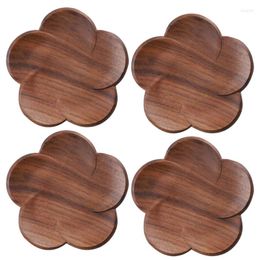 Table Mats Wood Coasters Pack Of 4 Placemats Decor Petal Heat Resistant Drink Mat Home Tea Coffee Cup Pad