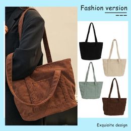 Drawstring Women Underarm Bag Corduroy Fashion Handbags Purse Hasp Buckle Lightweight Vintage Ladies Girl Clutches For Travel Holiday