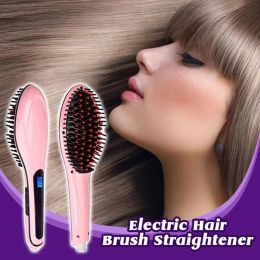 Irons New LCD Straightening Irons Fast Smoothing Electric Hair Straightener Brush Ceramic Heating Temperature Display Hair Hot Comb