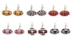 Women Softball Earrings Eardrop Sports Ball crystal Diamond Jewellery Ear Pendants bassball Basketball ear loop bling Ear Accessorie9396750