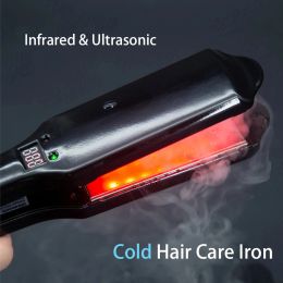 Irons Ultrasonic Infrared Hair Care Iron Keratin Argan Oil Recovers Damaged Wide Plate Hair Straight LCD Display Treatment Cold Irons