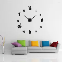 Wall Clocks Fashion Diy Acrylic Mirror Clock Modern Big Quartz Watch Still Life Living Room Home Decoration Stickers Needle