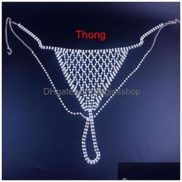 Other Stonefans Y Bling Crystal Body Chain Accessories For Women Mesh Underwear Bra And Thong Set Bikini Jewelry 221008 Drop Delivery Dhyci