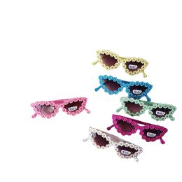 INS Girls flower cat eyes glasses kids cat eyes frame show goggles Summer children princess beach sunblock shade Z2371