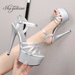 Dress Shoes Womens Slim High Heel Sandals Stripping Dance Display Model Platform Wedding New H240325