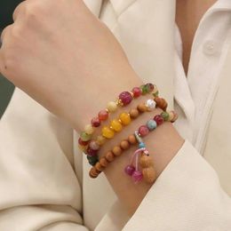 Strand Bead Bracelet Depression Relief Elegant Vintage Faux Pearl Tourmaline For Women Colourful Elastic Luxury