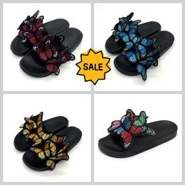 Women Summer Craft Embroidered Three Dimensional Butterfly Slippers GAI sandals fashion heel 2024 embroid Retro New 3D Butterfly Slippers 36-41