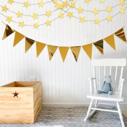 Party Decoration 3pcs Set 16.4ft Gold Paper Card Pennant Banner 13ft Flags For Birthday