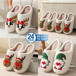 2024 Winter Men's and Women's Slippers Soft and Warm Indoor Cotton Slippers Abikelp Designer High Quality Fashion Cartoon Elk Flat Bottom Cotton Slippers GAI