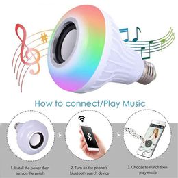 1PC E27 Smart Bluetooth Speaker RGB LED Bulb Light 12W Music player Dimmable Wireless Lamp with 24 Keys Remote Control Smart Electronics