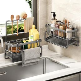 Kitchen Storage Sink Shelf Stainless Steel Drain Rack Wall-mounted Bathroom Soap Sponge Holder Organizer