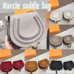10A Marcie saddle bag Top Grained calfskin Tan handbags Classic Genuine Leather women purse Luxury lady clutch bag Crossbody evening bag brand shoulder bag with box