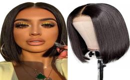 4x4 Bob Lace Closure Wig Peruvian Virgin Hair Straight Lace Frontal Human Hair Wigs Swiss Lace Frontal Wig Pre Plucked7410034