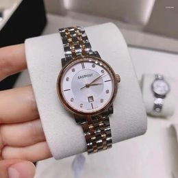 Wristwatches Women Quartz Watch Luxury Roman Numerals Dial Clock Rose Gold Case Stainless Steel Orologio Watches Ladies Fashion Wristwatch