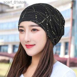 Hats Scarves Sets Womens Summer Lace Water Diamond Breathable Sunscreen Hat Womens Fashion Spring/Summer Windproof Warm Black C-Head Car K39C24319